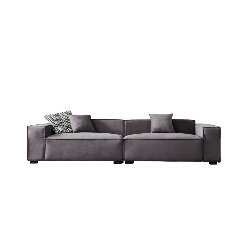 Stationary Stain-Resistant Faux Leather Sofa Living Room Gray Cushions Settee Clearhalo 'furn' 'furn_sofas' 'Furniture' 'furniture_sofas' 'Living Room Furniture' 'Sofa' 'sofas' 4883086