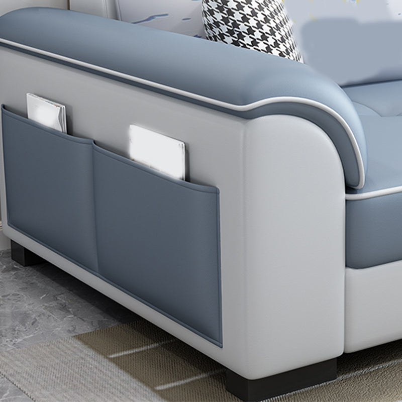 L-Shape Flared Arms Sectional 3-seat Faux Leather Sofa with Storage Clearhalo 'furn' 'furn_sectionals' 'Furniture' 'furniture_sectionals' 'Living Room Furniture' 'Sectionals' 4883108