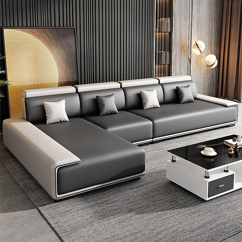 132"L Modern 5-Seat Sectional Fabric Cushion Back Sofa and Chaise Clearhalo 'furn' 'furn_sectionals' 'Furniture' 'furniture_sectionals' 'Living Room Furniture' 'Sectionals' 4883114