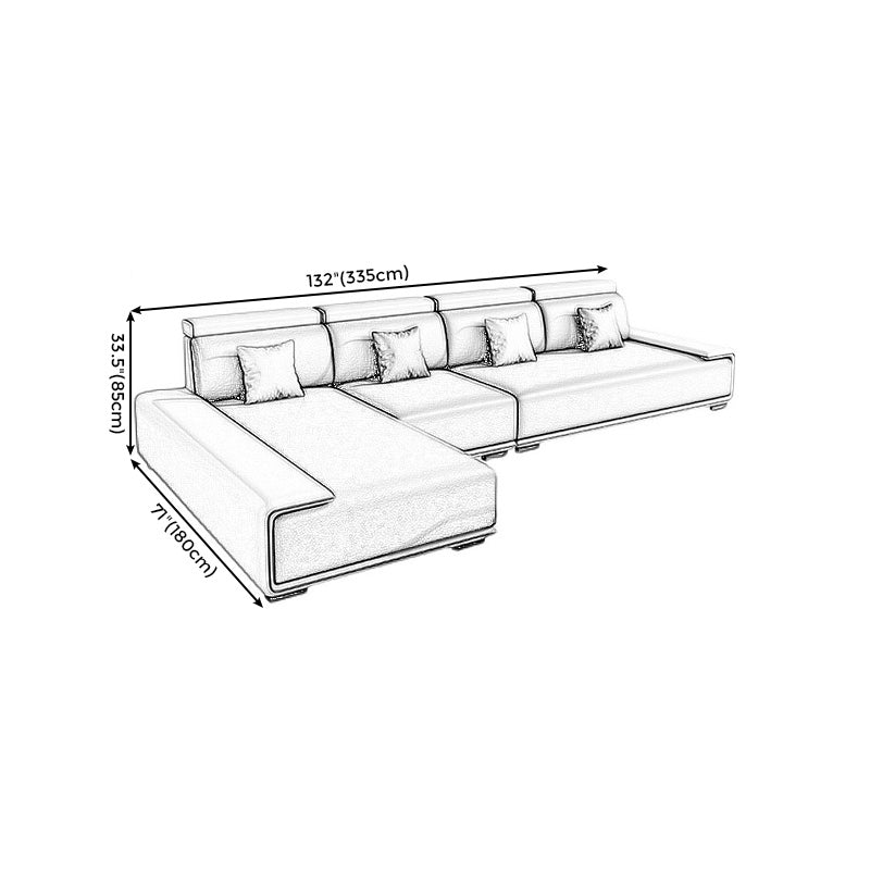 132"L Modern 5-Seat Sectional Fabric Cushion Back Sofa and Chaise Clearhalo 'furn' 'furn_sectionals' 'Furniture' 'furniture_sectionals' 'Living Room Furniture' 'Sectionals' 4883121