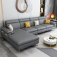 125.98" L Stain-Resistant Faux Leather Sectional Pillow Top Arm Sofa and Chaise Dark Gray Left Clearhalo 'furn' 'furn_sectionals' 'Furniture' 'furniture_sectionals' 'Living Room Furniture' 'Sectionals' 4883122