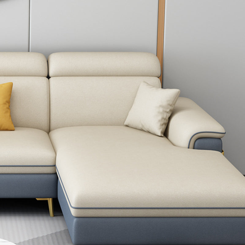 125.98" L Stain-Resistant Faux Leather Sectional Pillow Top Arm Sofa and Chaise Clearhalo 'furn' 'furn_sectionals' 'Furniture' 'furniture_sectionals' 'Living Room Furniture' 'Sectionals' 4883137