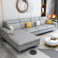 125.98" L Stain-Resistant Faux Leather Sectional Pillow Top Arm Sofa and Chaise Light Gray Left Clearhalo 'furn' 'furn_sectionals' 'Furniture' 'furniture_sectionals' 'Living Room Furniture' 'Sectionals' 4883138
