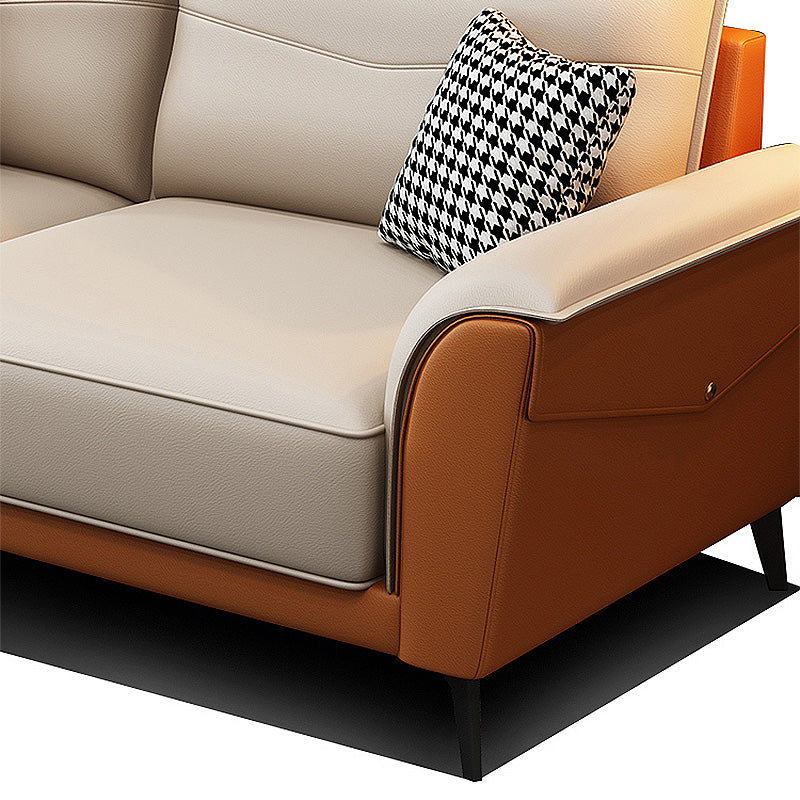 Modern Pillow Top Arm Sectional 35.43"High Cushion Back Sofa and Chaise Clearhalo 'furn' 'furn_sectionals' 'Furniture' 'furniture_sectionals' 'Living Room Furniture' 'Sectionals' 4883149