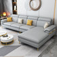 125.98" L Faux Leather Sectional Stain-Resistant Pillow Top Arm Sofa Light Gray Right Clearhalo 'furn' 'furn_sectionals' 'Furniture' 'furniture_sectionals' 'Living Room Furniture' 'Sectionals' 4883160