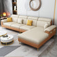 125.98" L Faux Leather Sectional Stain-Resistant Pillow Top Arm Sofa Orange White Right Clearhalo 'furn' 'furn_sectionals' 'Furniture' 'furniture_sectionals' 'Living Room Furniture' 'Sectionals' 4883166