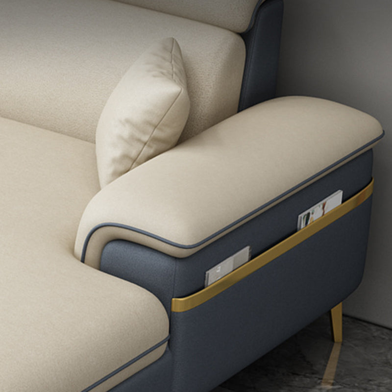 125.98" L Faux Leather Sectional Stain-Resistant Pillow Top Arm Sofa Clearhalo 'furn' 'furn_sectionals' 'Furniture' 'furniture_sectionals' 'Living Room Furniture' 'Sectionals' 4883171