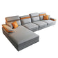 118.11"L x 66.93"W x 37.4"H Modern Fabric Sectional Cushion Back Sofa and Chaise Orange Light Grey Left Sponge Clearhalo 'furn' 'furn_sectionals' 'Furniture' 'furniture_sectionals' 'Living Room Furniture' 'Sectionals' 4883184