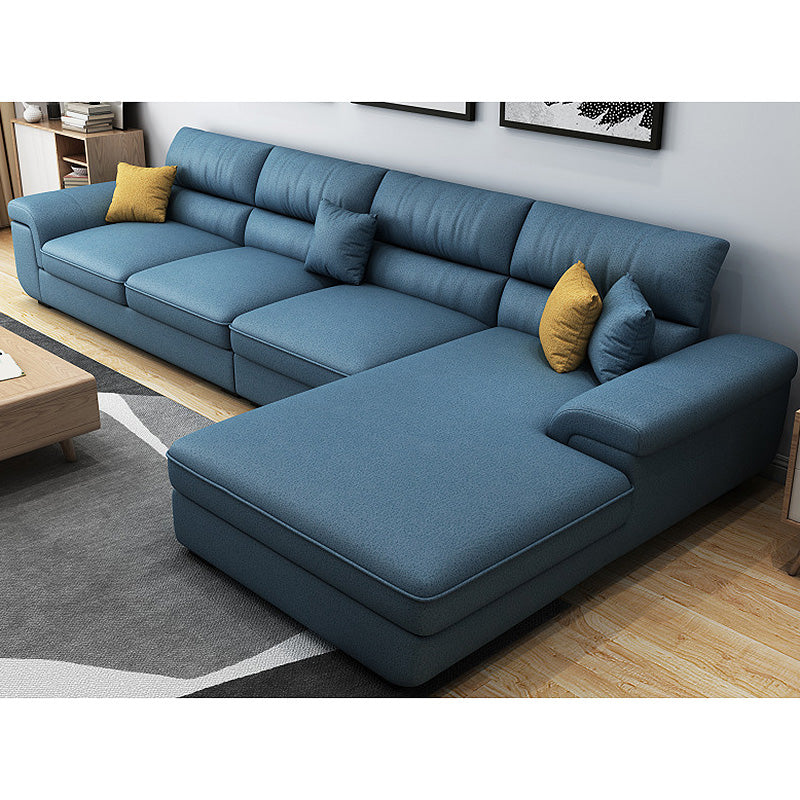 Modern Removable Cushions Sectionals 37.4"H Pillow Top Arm Sofa with 4 Pillows Ocean Blue Sponge Clearhalo 'furn' 'furn_sectionals' 'Furniture' 'furniture_sectionals' 'Living Room Furniture' 'Sectionals' 4883196