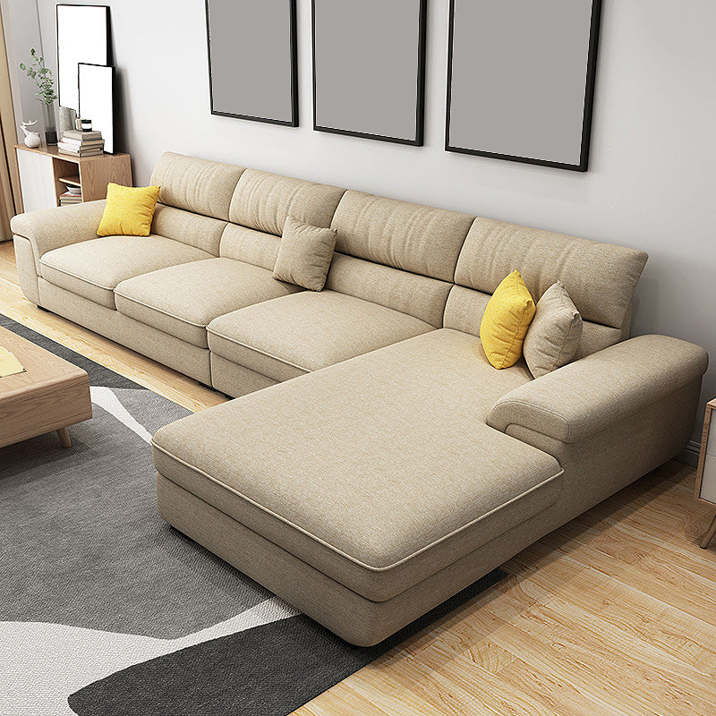 Modern Removable Cushions Sectionals 37.4"H Pillow Top Arm Sofa with 4 Pillows Khaki Clearhalo 'furn' 'furn_sectionals' 'Furniture' 'furniture_sectionals' 'Living Room Furniture' 'Sectionals' 4883198