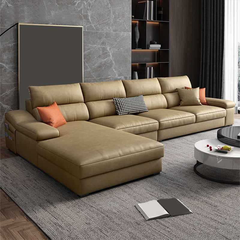 125.98"L x 68.9"W x 35.43"H Modern 5-Seat Fabric Sofa Cushion Back Sectional with Storage Orange Clearhalo 'furn' 'furn_sectionals' 'Furniture' 'furniture_sectionals' 'Living Room Furniture' 'Sectionals' 4883210