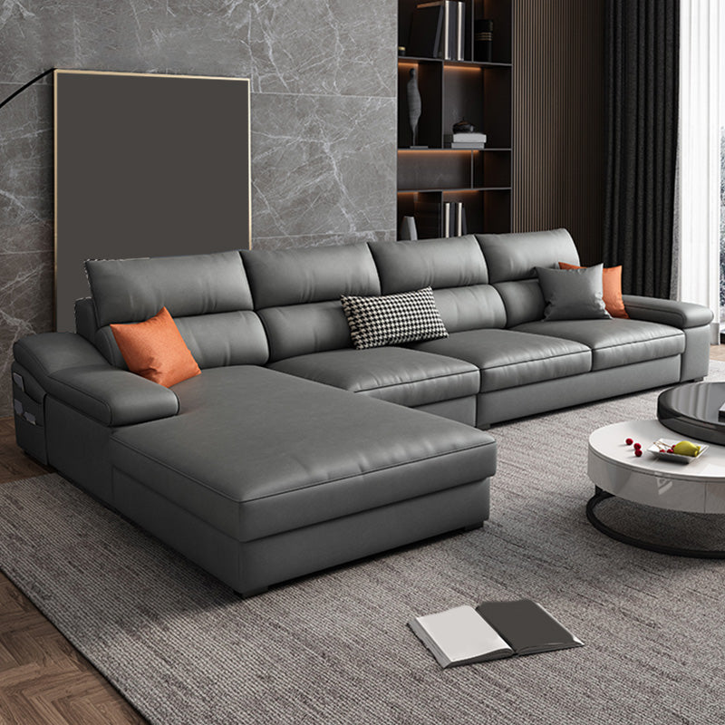 125.98"L x 68.9"W x 35.43"H Modern 5-Seat Fabric Sofa Cushion Back Sectional with Storage Light Gray Clearhalo 'furn' 'furn_sectionals' 'Furniture' 'furniture_sectionals' 'Living Room Furniture' 'Sectionals' 4883211