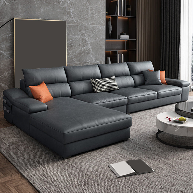 125.98"L x 68.9"W x 35.43"H Modern 5-Seat Fabric Sofa Cushion Back Sectional with Storage Dark Gray Sponge Clearhalo 'furn' 'furn_sectionals' 'Furniture' 'furniture_sectionals' 'Living Room Furniture' 'Sectionals' 4883214
