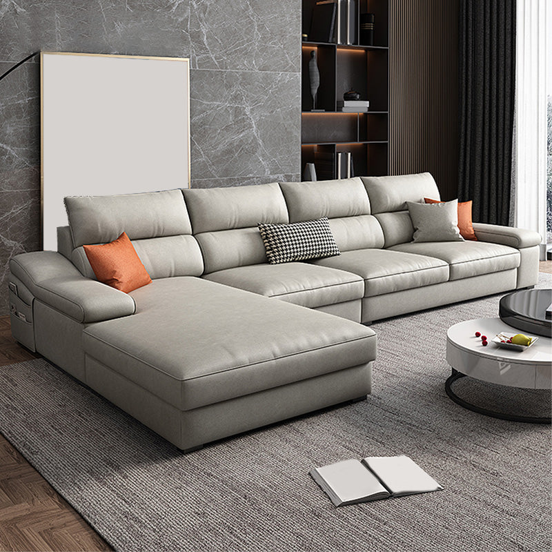 125.98"L x 68.9"W x 35.43"H Modern 5-Seat Fabric Sofa Cushion Back Sectional with Storage Off-White Clearhalo 'furn' 'furn_sectionals' 'Furniture' 'furniture_sectionals' 'Living Room Furniture' 'Sectionals' 4883222