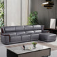 Genuine Leather Sectional Grey Cushion Back Sofa and Chaise for Living Room 145"L x 70"W x 35"H Right Clearhalo 'furn' 'furn_sectionals' 'Furniture' 'furniture_sectionals' 'Living Room Furniture' 'Sectionals' 4883224