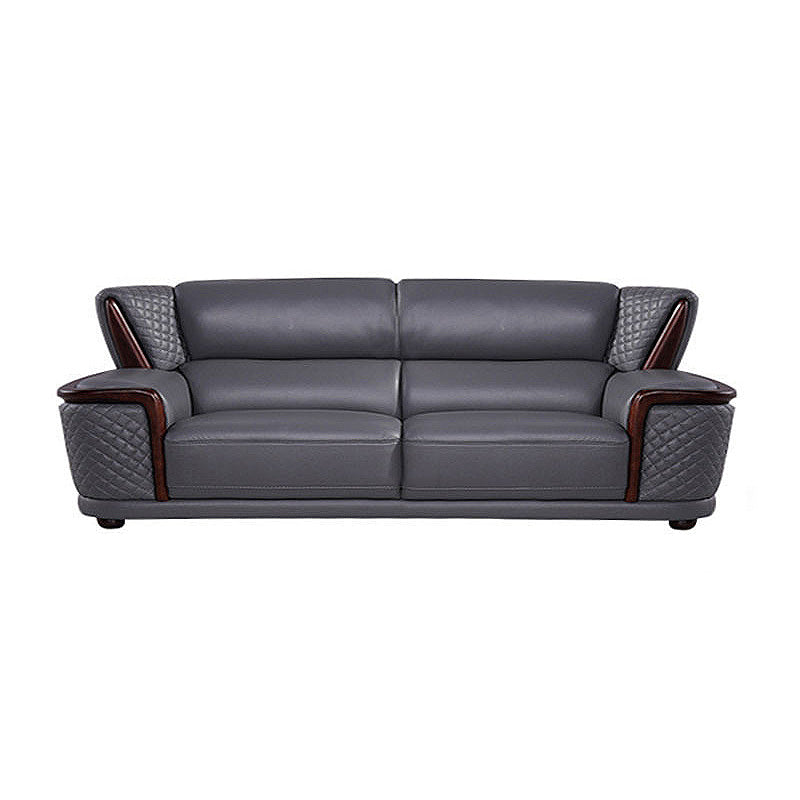 Genuine Leather Sectional Grey Cushion Back Sofa and Chaise for Living Room 83"L x 39.5"W x 35.5"H Horizontal Clearhalo 'furn' 'furn_sectionals' 'Furniture' 'furniture_sectionals' 'Living Room Furniture' 'Sectionals' 4883226