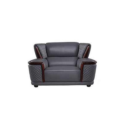 Genuine Leather Sectional Grey Cushion Back Sofa and Chaise for Living Room 50"L x 39"W x 35"H Horizontal Clearhalo 'furn' 'furn_sectionals' 'Furniture' 'furniture_sectionals' 'Living Room Furniture' 'Sectionals' 4883231