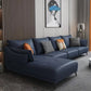131.88" L x 66.92" W x 33.46" H Genuine Leather Sofa Pillow Top Arm Sectional Dark Blue Left Clearhalo 'furn' 'furn_sectionals' 'Furniture' 'furniture_sectionals' 'Living Room Furniture' 'Sectionals' 4883246