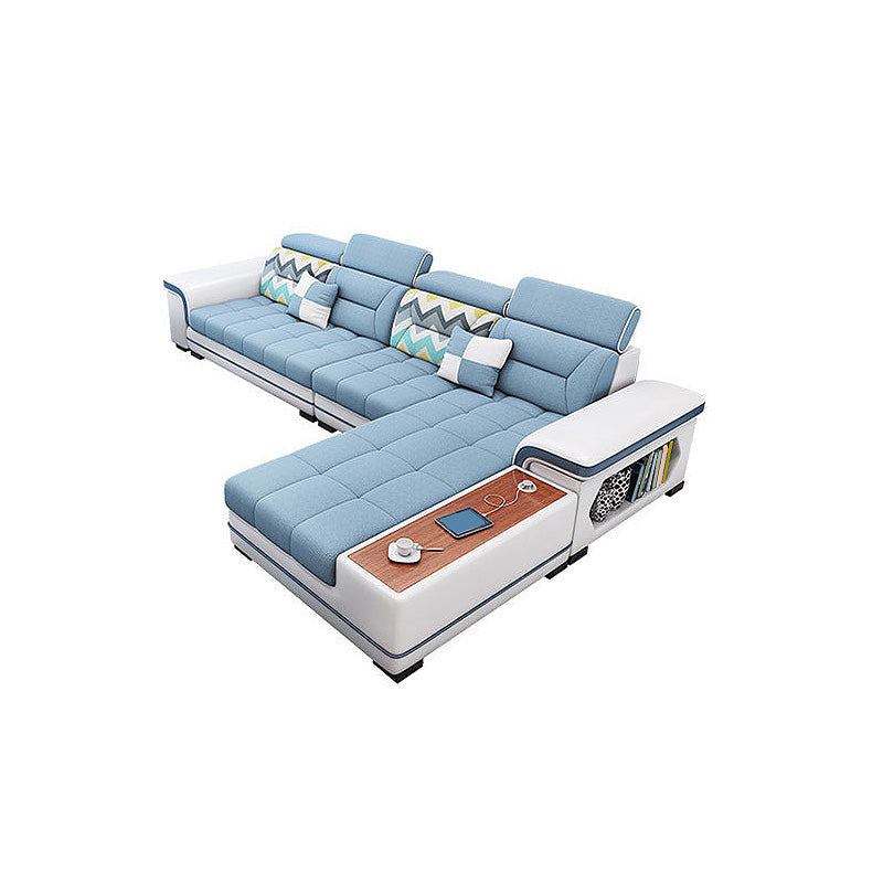 Faux Leather/Fabric Sectional Cushion Back Sofa and Chaise for Living Room 124"L x 71"W x 28"H Faux Leather Clearhalo 'furn' 'furn_sectionals' 'Furniture' 'furniture_sectionals' 'Living Room Furniture' 'Sectionals' 4883263