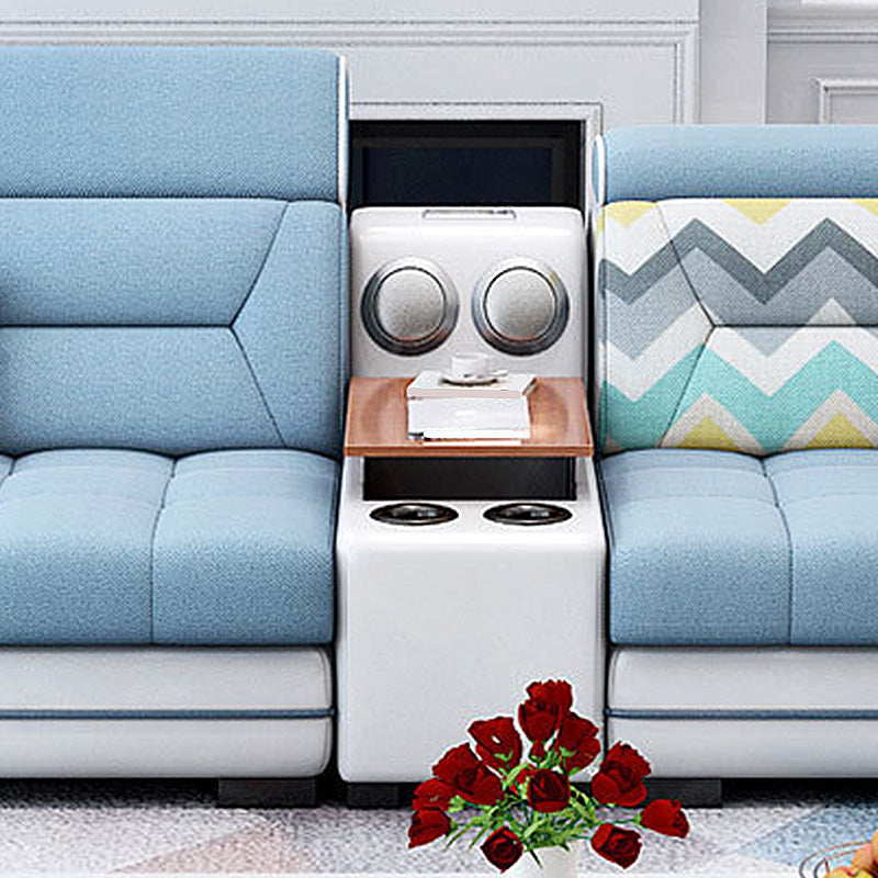 Faux Leather/Fabric Sectional Cushion Back Sofa and Chaise for Living Room Clearhalo 'furn' 'furn_sectionals' 'Furniture' 'furniture_sectionals' 'Living Room Furniture' 'Sectionals' 4883266