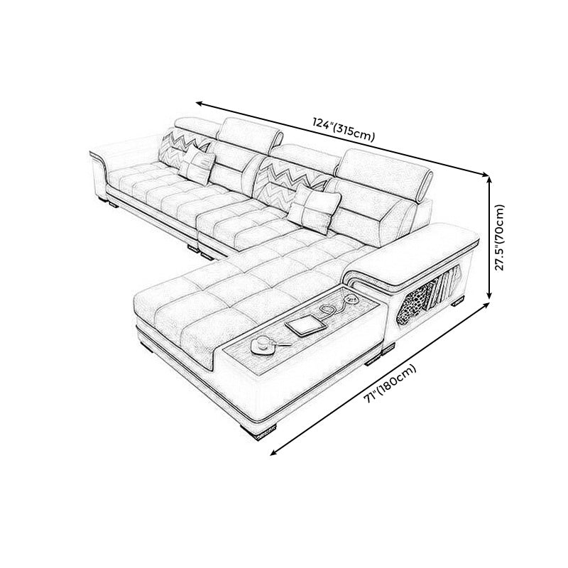 Faux Leather/Fabric Sectional Cushion Back Sofa and Chaise for Living Room Clearhalo 'furn' 'furn_sectionals' 'Furniture' 'furniture_sectionals' 'Living Room Furniture' 'Sectionals' 4883267