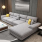 Contemporary Linen/Faux Leather Cushions Sectional Pillow Top Arm Sofa and Chaise Light Gray Linen Blend Memory Foam Clearhalo 'furn' 'furn_sectionals' 'Furniture' 'furniture_sectionals' 'Living Room Furniture' 'Sectionals' 4883276
