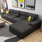 Contemporary Linen/Faux Leather Cushions Sectional Pillow Top Arm Sofa and Chaise Dark Gray Linen Blend Clearhalo 'furn' 'furn_sectionals' 'Furniture' 'furniture_sectionals' 'Living Room Furniture' 'Sectionals' 4883278