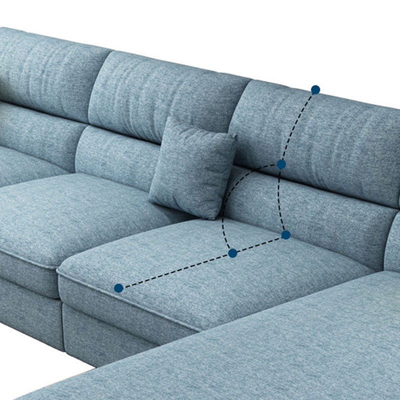 Contemporary Linen/Faux Leather Cushions Sectional Pillow Top Arm Sofa and Chaise Clearhalo 'furn' 'furn_sectionals' 'Furniture' 'furniture_sectionals' 'Living Room Furniture' 'Sectionals' 4883283