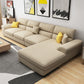 Contemporary L-Shape Modular Sectional Pillow Back Cushion Sofa and Chaise for Apartment Khaki Linen Blend Latex Clearhalo 'Furniture' 'furniture_sectionals' 'Living Room Furniture' 'Sectionals' 4883302