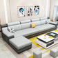 Contemporary Reversible Sectional Linen/Faux Leather Sofa with Ottoman for Four People White-Brown Memory Foam Clearhalo 'furn' 'furn_sectionals' 'Furniture' 'furniture_sectionals' 'Living Room Furniture' 'Sectionals' 4883318