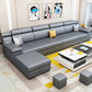 Contemporary Reversible Sectional Linen/Faux Leather Sofa with Ottoman for Four People Dark Gray Memory Foam Clearhalo 'furn' 'furn_sectionals' 'Furniture' 'furniture_sectionals' 'Living Room Furniture' 'Sectionals' 4883321