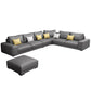 Contemporary Right Hand Facing Sectional Faux Leather Corner Sofa with Ottoman Grey Memory Foam Clearhalo 'furn' 'furn_sectionals' 'Furniture' 'furniture_sectionals' 'Living Room Furniture' 'Sectionals' 4883345