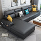 Contemporary Pillow Back Cushions Sectional Fabric/Faux Leather Sofa with Storage Dark Gray Clearhalo 'Furniture' 'furniture_sectionals' 'Living Room Furniture' 'Sectionals' 4883359