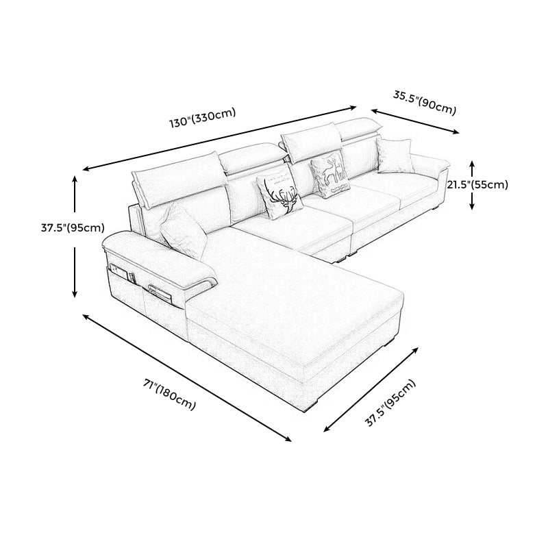 Contemporary Pillow Back Cushions Sectional Fabric/Faux Leather Sofa with Storage Clearhalo 'Furniture' 'furniture_sectionals' 'Living Room Furniture' 'Sectionals' 4883366