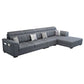 Modern L-shape Sectionas Faux Leather/Linen Sofa with Reversible Chaise and Storage Black Clearhalo 'furn' 'furn_sectionals' 'Furniture' 'furniture_sectionals' 'Living Room Furniture' 'Sectionals' 4883368