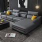 35.43"H Modern Cushion Back Sectional Faux Leather Square Arm Sofa and Chaise Dark Gray Clearhalo 'furn' 'furn_sectionals' 'Furniture' 'furniture_sectionals' 'Living Room Furniture' 'Sectionals' 4883385