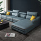 35.43"H Modern Cushion Back Sectional Faux Leather Square Arm Sofa and Chaise Ocean Blue Latex Clearhalo 'furn' 'furn_sectionals' 'Furniture' 'furniture_sectionals' 'Living Room Furniture' 'Sectionals' 4883389