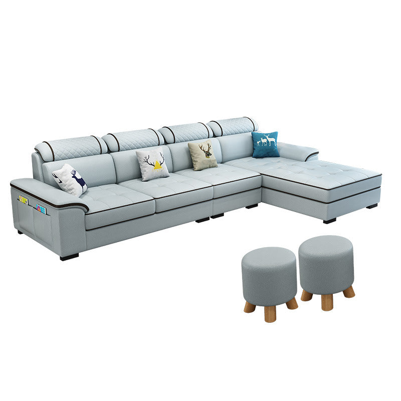 Faux Leather/Fabric Sectionals Pillow Top Arm Sofa with Reversible Chaise Clearhalo 'furn' 'furn_sectionals' 'Furniture' 'furniture_sectionals' 'Living Room Furniture' 'Sectionals' 4883409