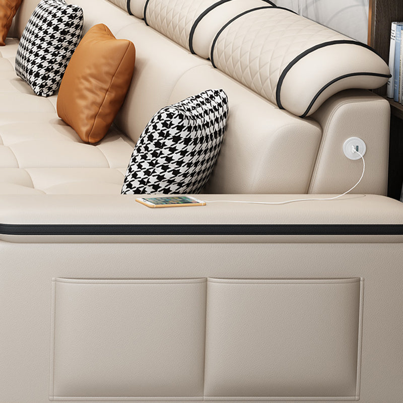 Faux Leather/Fabric Sectionals Pillow Top Arm Sofa with Reversible Chaise Clearhalo 'furn' 'furn_sectionals' 'Furniture' 'furniture_sectionals' 'Living Room Furniture' 'Sectionals' 4883415