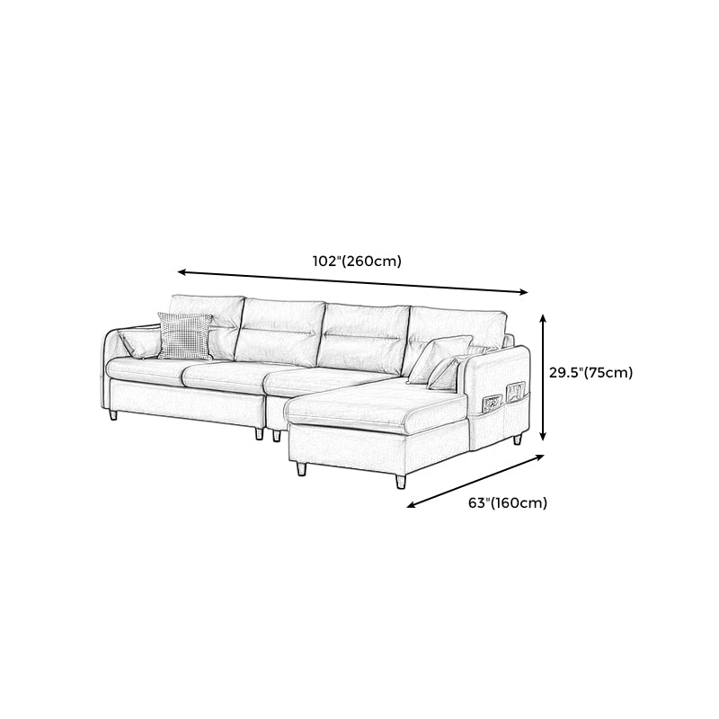 102.36"L x 62.99"W x 29.53"H Modern 4-Seat Cushion Back Sofa Track Arm Sectional Clearhalo 'furn' 'furn_sectionals' 'Furniture' 'furniture_sectionals' 'Living Room Furniture' 'Sectionals' 4883430