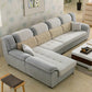 Contemporary Left Hand Facing Sectional 4-Seater Sofa with Pillow Back Cushions Grey Clearhalo 'furn' 'furn_sectionals' 'Furniture' 'furniture_sectionals' 'Living Room Furniture' 'Sectionals' 4883433