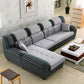 Contemporary Left Hand Facing Sectional 4-Seater Sofa with Pillow Back Cushions Dark Grey Light Grey Clearhalo 'furn' 'furn_sectionals' 'Furniture' 'furniture_sectionals' 'Living Room Furniture' 'Sectionals' 4883434