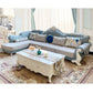 133.86"L x 74.8"W x 47.24"H Glam 5-Seat Cushion Back Sectional Rolled Arm Sofa and Chaise Light Blue Left Clearhalo 'furn' 'furn_sectionals' 'Furniture' 'furniture_sectionals' 'Living Room Furniture' 'Sectionals' 4883448