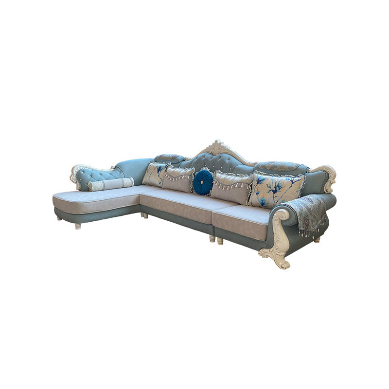 133.86"L x 74.8"W x 47.24"H Glam 5-Seat Cushion Back Sectional Rolled Arm Sofa and Chaise Clearhalo 'furn' 'furn_sectionals' 'Furniture' 'furniture_sectionals' 'Living Room Furniture' 'Sectionals' 4883453