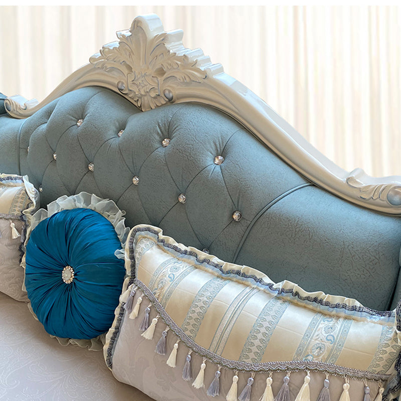 133.86"L x 74.8"W x 47.24"H Glam 5-Seat Cushion Back Sectional Rolled Arm Sofa and Chaise Clearhalo 'furn' 'furn_sectionals' 'Furniture' 'furniture_sectionals' 'Living Room Furniture' 'Sectionals' 4883460