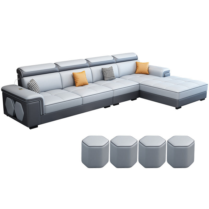 Contemporary L-shape Sectional Right Hand Facing Sofa and Chaise for Living Room Smoke Gray Clearhalo 'Furniture' 'furniture_sectionals' 'Living Room Furniture' 'Sectionals' 4883468