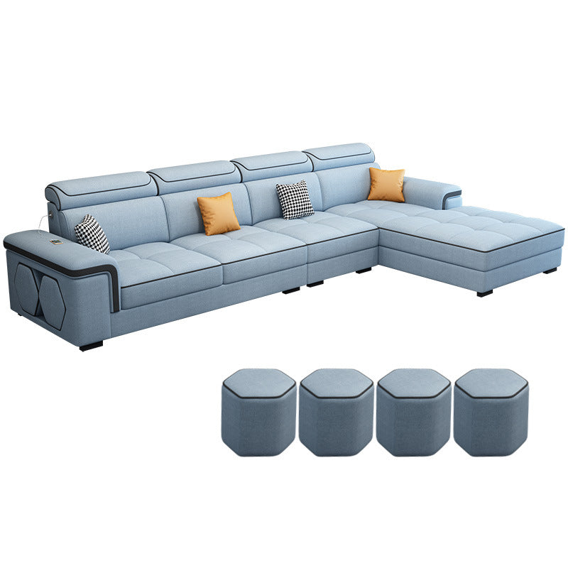 Contemporary L-shape Sectional Right Hand Facing Sofa and Chaise for Living Room Blue Clearhalo 'Furniture' 'furniture_sectionals' 'Living Room Furniture' 'Sectionals' 4883470