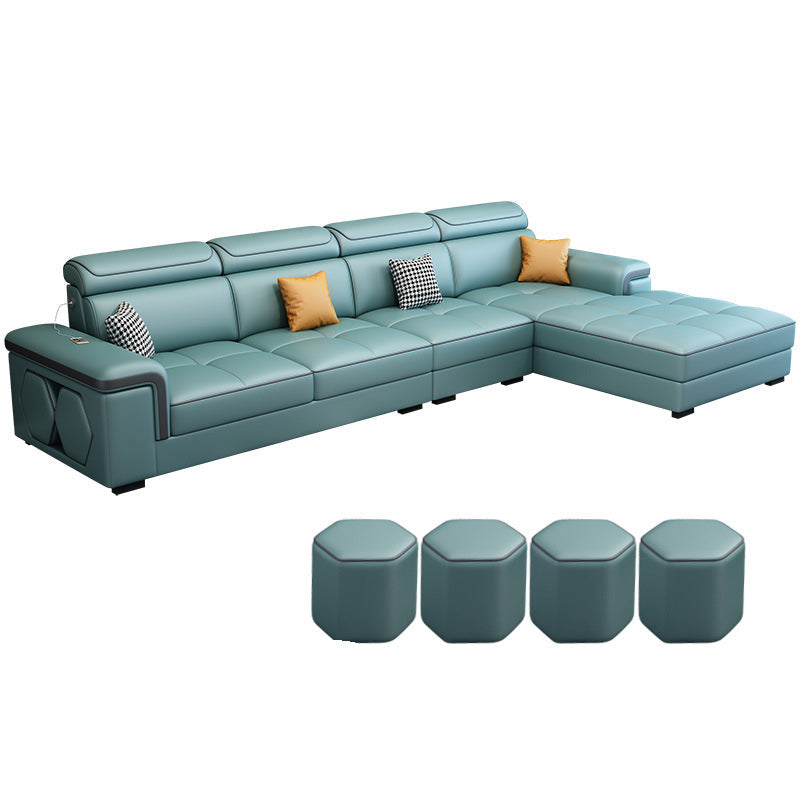 Contemporary L-shape Sectional Right Hand Facing Sofa and Chaise for Living Room Lake Green Clearhalo 'Furniture' 'furniture_sectionals' 'Living Room Furniture' 'Sectionals' 4883472