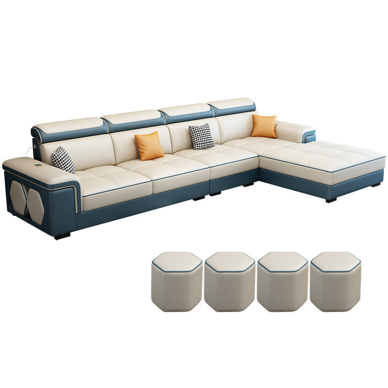 Contemporary L-shape Sectional Right Hand Facing Sofa and Chaise for Living Room Yellow Blue Clearhalo 'Furniture' 'furniture_sectionals' 'Living Room Furniture' 'Sectionals' 4883478
