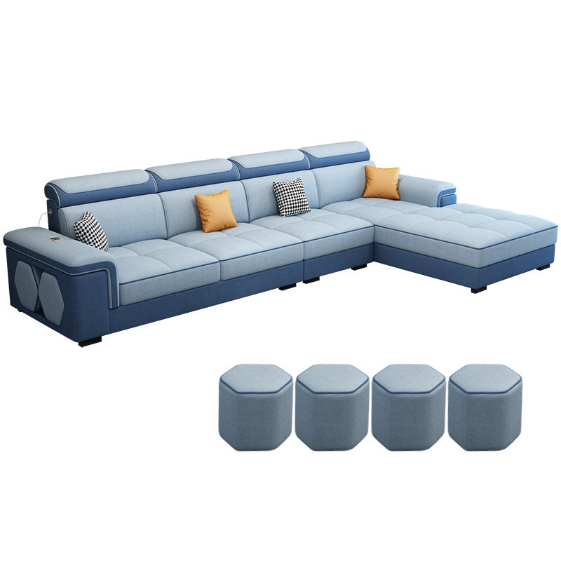 Contemporary L-shape Sectional Right Hand Facing Sofa and Chaise for Living Room Dark Blue Clearhalo 'Furniture' 'furniture_sectionals' 'Living Room Furniture' 'Sectionals' 4883480